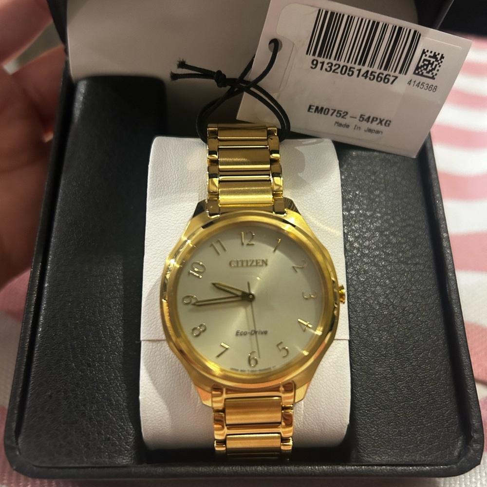 Ladies gold tone Citizens weekender Echo drive watch New with tags